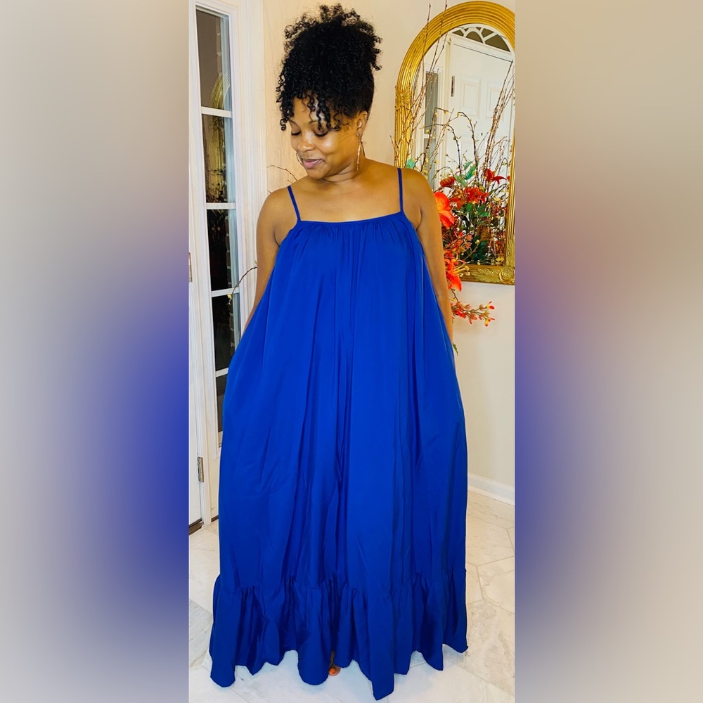 Blue boho maxi sundress- Multiple sizes available (S, M, L, XL)
